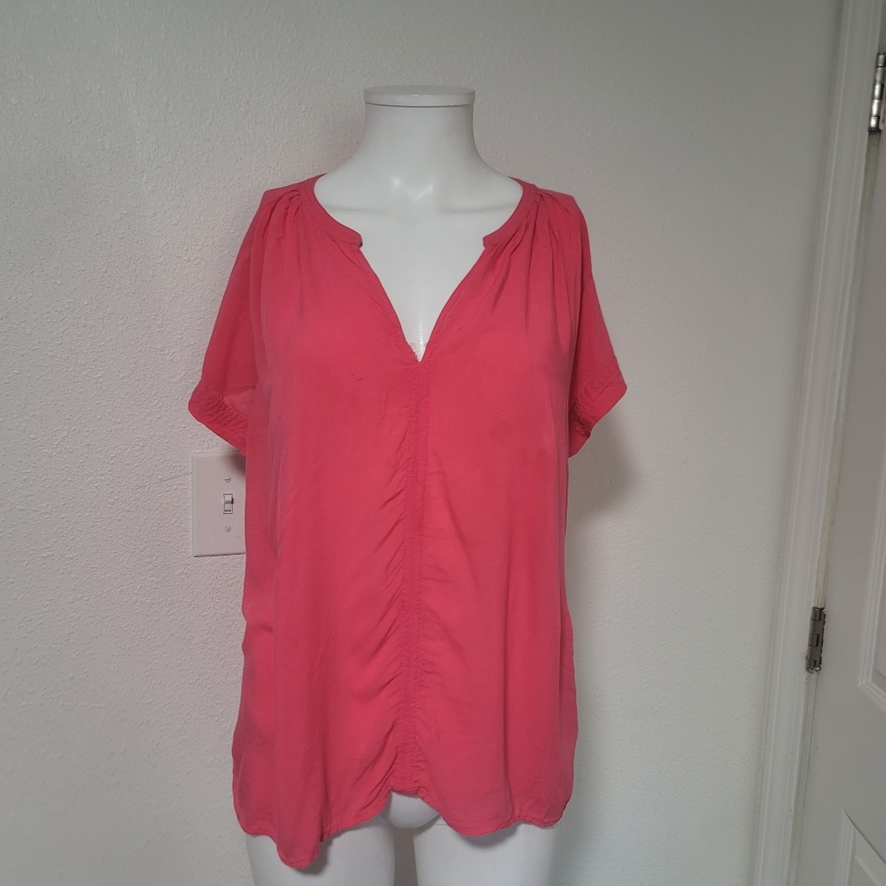 JCP Petite Large rayon pink tunic top blouse